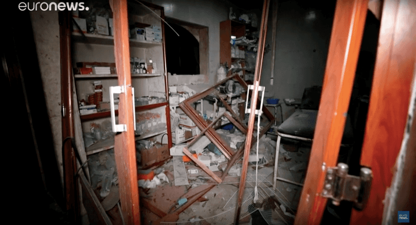 الدمار داخل مشفى الشامي